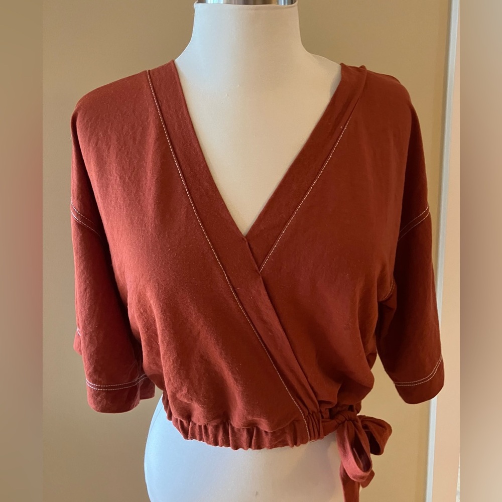 Bershka mock wrap and tie top.
